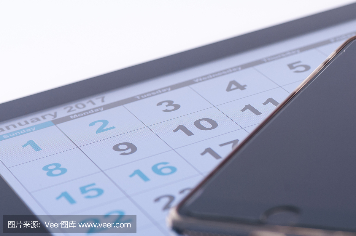 5、日历配智能手机,新年上班时间